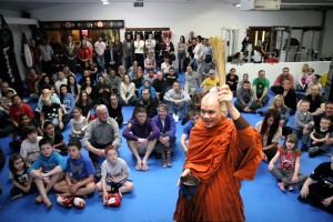 A buddhist monk opens and blesses our gym in Manor Royal