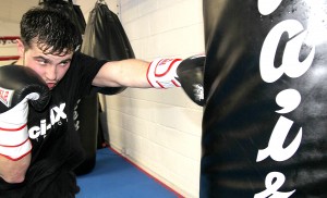 Hitting the bags during a boxing class